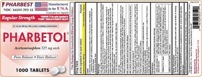 Pharbetol 325 mg Tablet Package Label